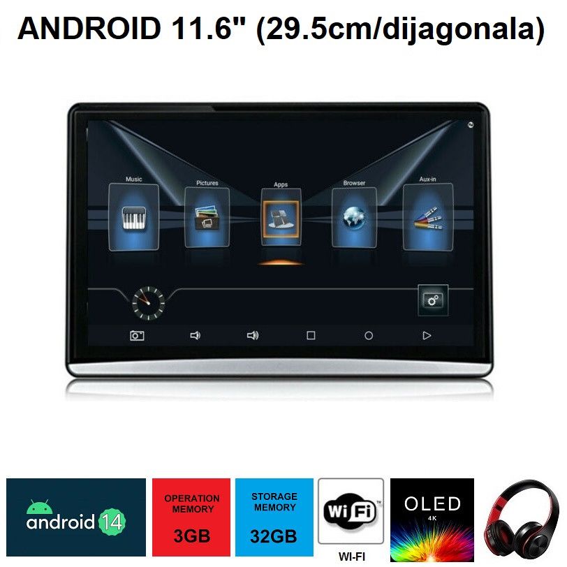Monitor za naslon sedista OLED MONITOR 11.6" (dijagonala 29.5cm) - ANDROID 14 Beograd Zemun